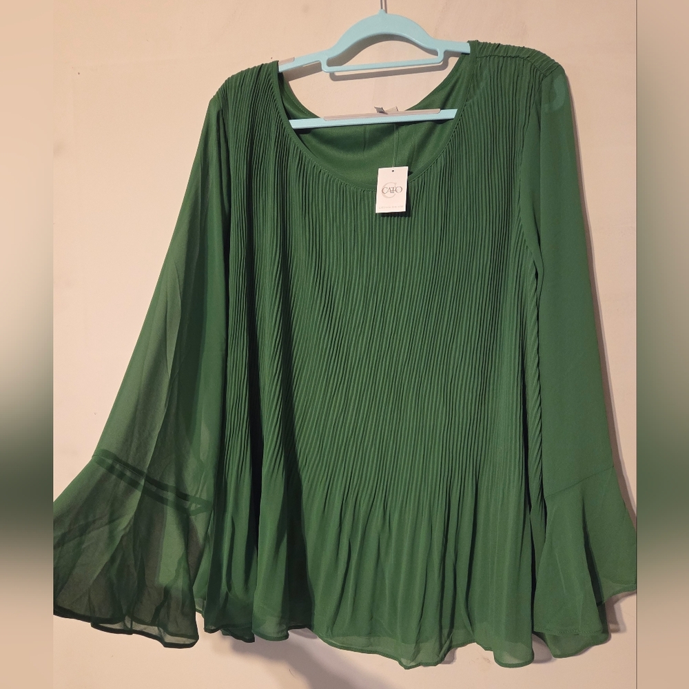 Cato Emerald Pleated Blouse